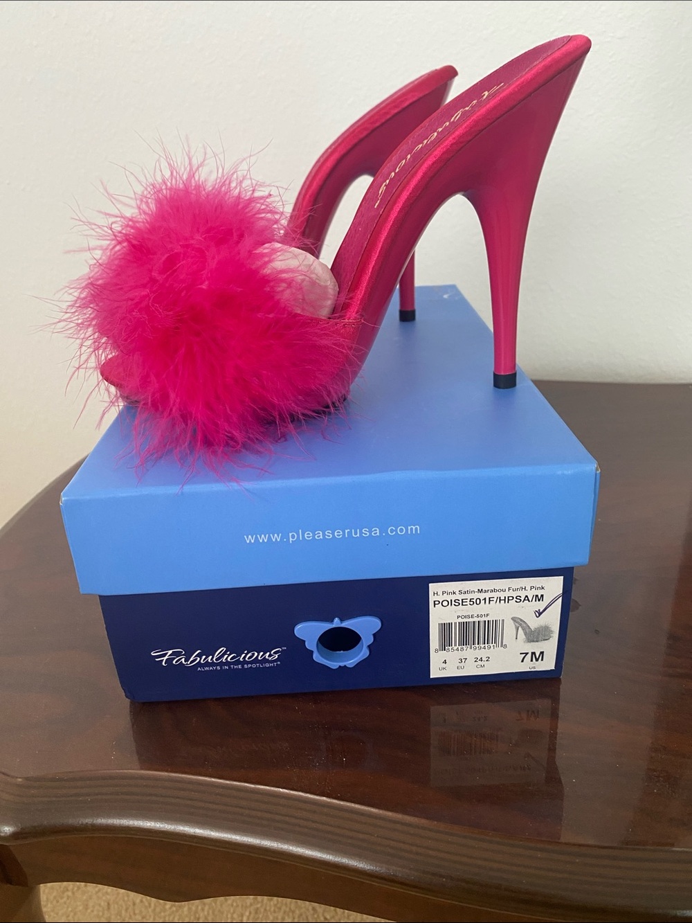 Fabulicious Hot Pink Marabou Stiletto Mules